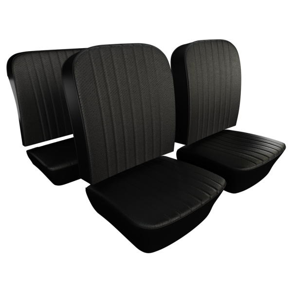 TMI Sitzbezüge schwarz für VW Käfer Limousine 8.1957- 7.1964 schwarz / Korbmuster Kunstleder Innenaustattung